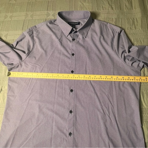Mizzen Main Shirt Mens Size Large Classic Purple Geometric Stretch Career Button - Picture 3 of 12